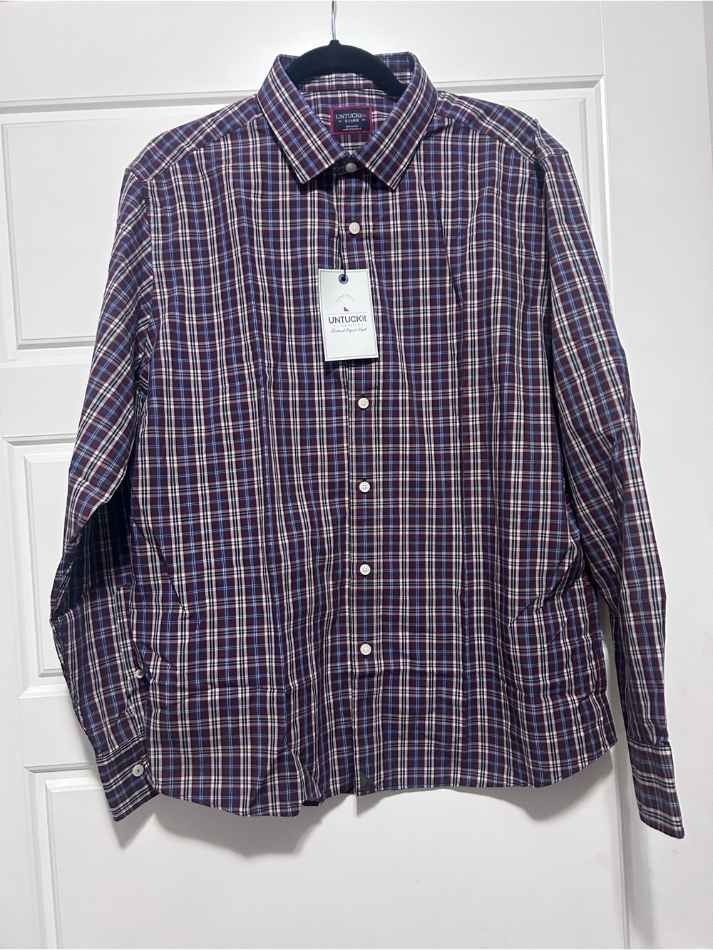 UNTUCKit Men's Long-Sleeve Plaid Button-Down Shirt - Navy & Burgundy